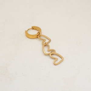 Triple Heart Earring 3 hearts lined up, gold-plated, elegant, gift, love, wedding, bride, engagement, bridesmaid