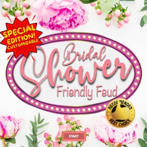 Elegant Bridal Shower Friendly Feud Game - Same as Family Feud Party Games! Digital NEW SPECIAL EDITION with Sound Effects & Customizable!