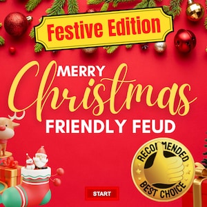 New Merry Christmas Friendly Feud Game - Customizable Family Feud with Sound Effects! Digital LIMITED FESTIVE EDITION. Updated 2025