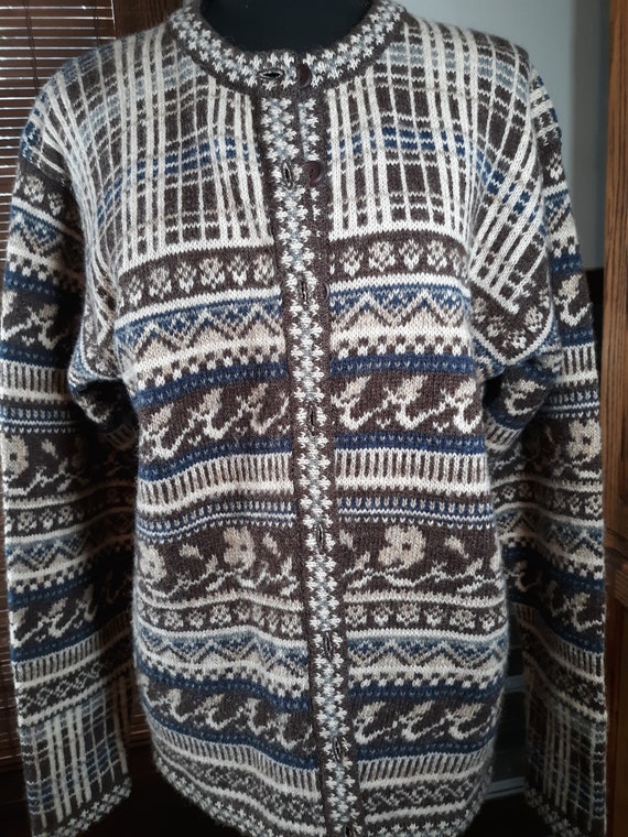 Vintage Casual Corner 100% wool Shetland cardigan… - image 1