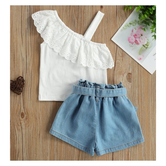 Girls Clothing Set Girls Shirt and Jeans Shorts Summer Clothes Set