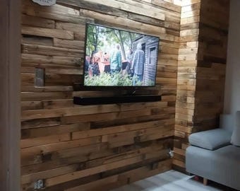 Wandpaneele aus recyceltem Palettenholz, 1 m² | Rustikale Holzverkleidung | Akzentwand aus Echtholz | Wandpaneele aus Altholz zum Selberbauen