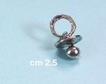 Little silver ciucetto (pacifier) - 1" - Made in Italy (set of 10)