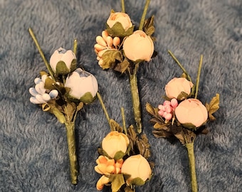 Roselline fiori for bomboniera favor decoration.  Sold individually.  In pink, blue, light peach, and apricot yellow.