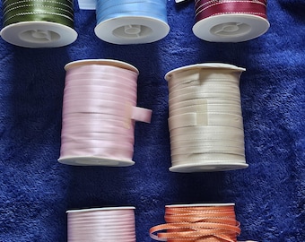 Double sided Twist satin ribbon from Italy. One side color, the other offwhite/ivory.  Made in Italy.