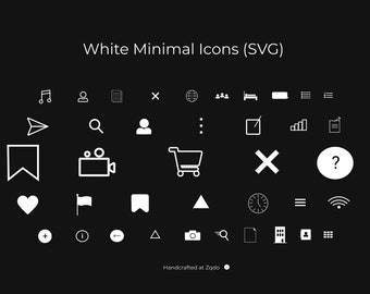 Modern Minimal Icon Sticker Pack – White SVG, PNG & PDF Icons for Planners, Websites and Apps