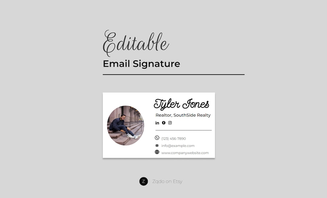 HTML Email Signature Template With Photo & Logo | Editable in HTML ...