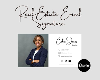 Professional Email Signature Template | Editable Canva Design | Minimalist Real Estate & Social Media Marketing