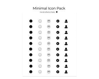 Modern Minimal Icon Sticker Pack – Black SVG Icons for Website, App, Planners & Digital Design