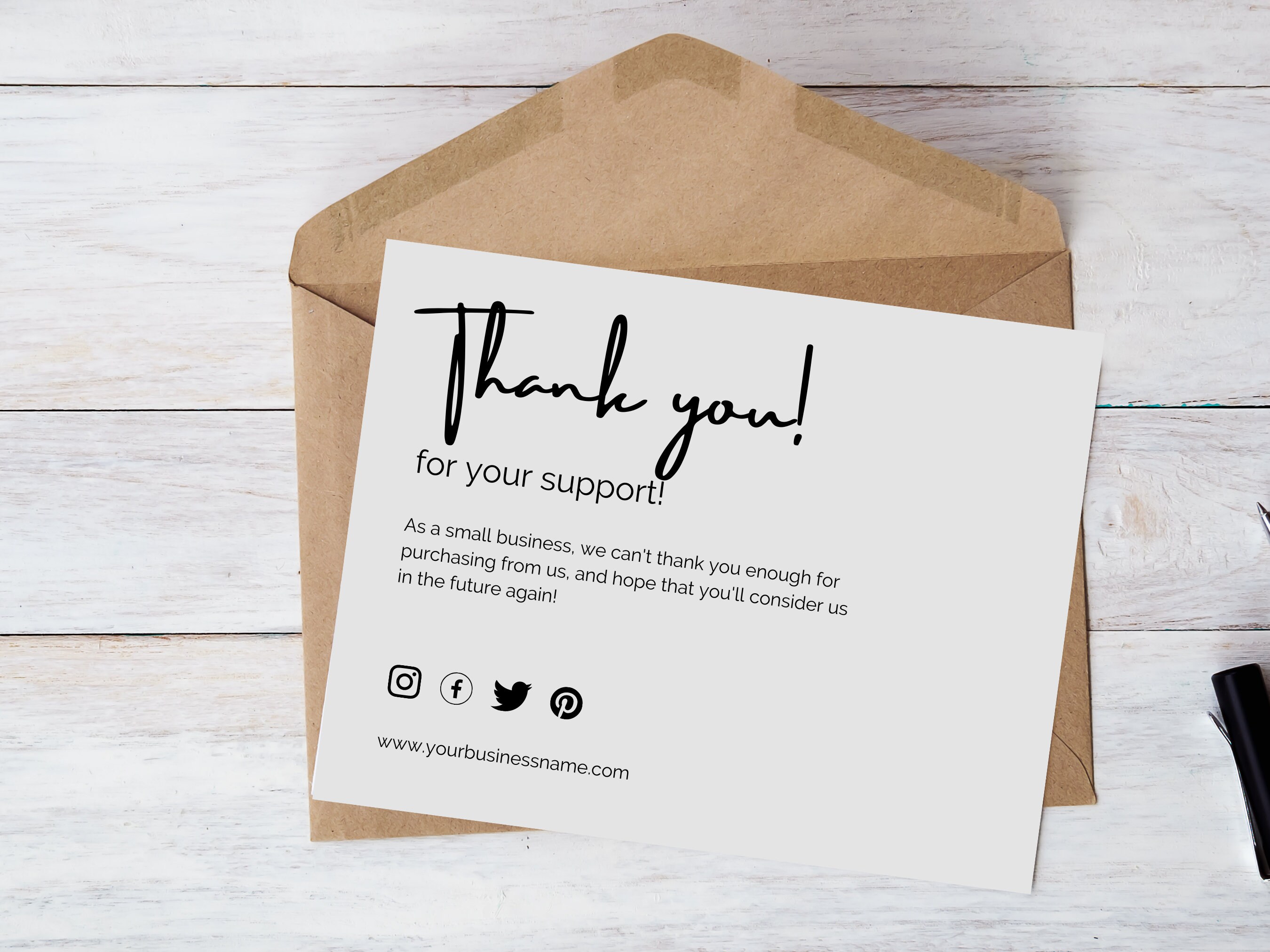 Thank You Card Template for Canva | Editable Digital Thank You Note for ...