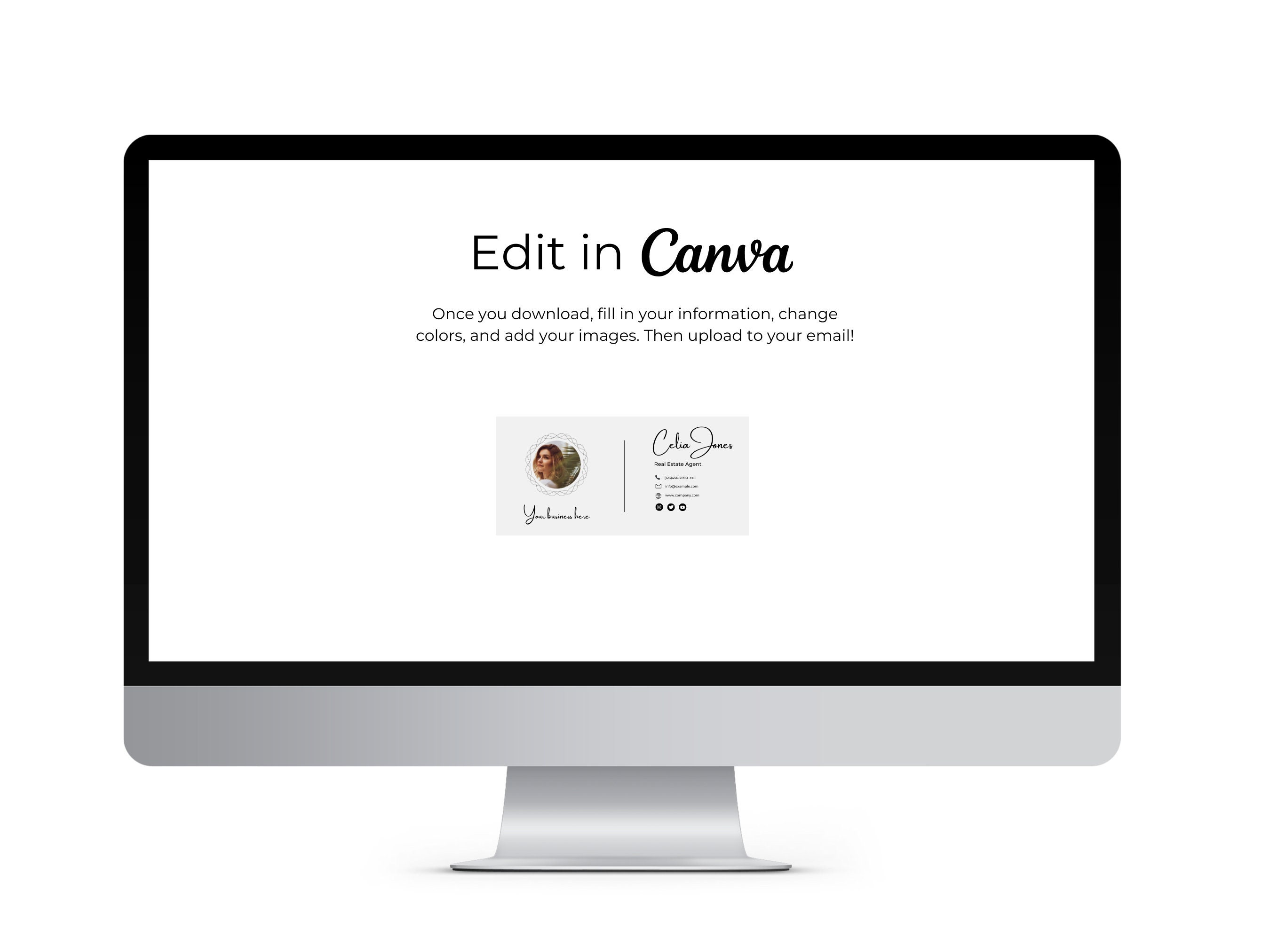 Professional Email Signature Template | Canva Editable | Photo & Logo ...