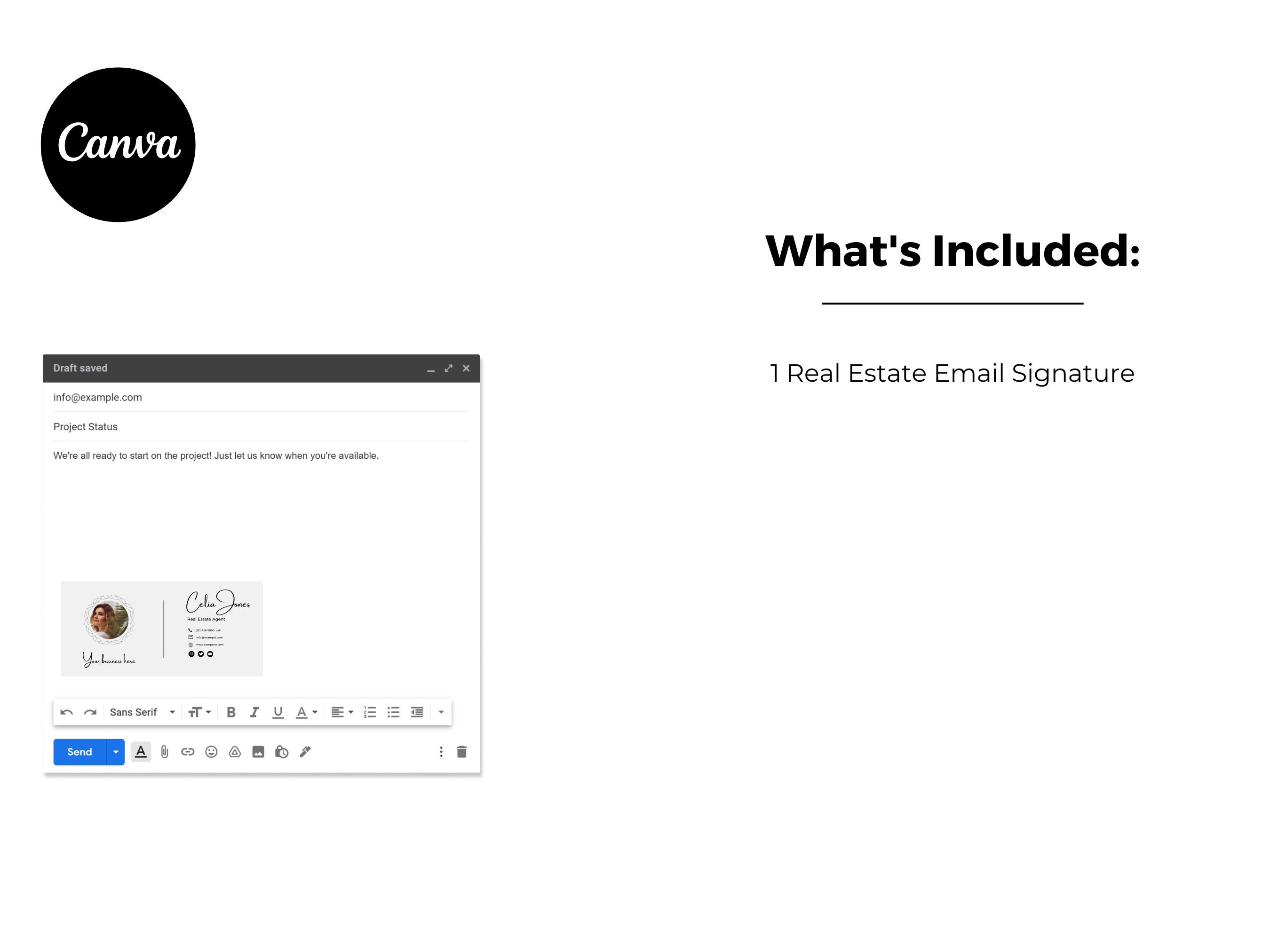Professional Email Signature Template | Canva Editable | Photo & Logo ...
