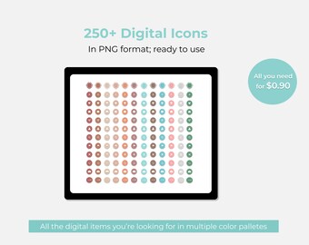 Digital Icons PNG Pack – 20 + Colors for GoodNotes, Photoshop, Illustrator & Digital Planners
