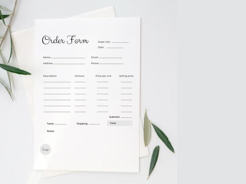 Editable Order Form | Order Form Template | Printable Etsy Shop ...