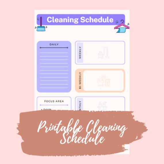 Printable Cleaning Schedule - Etsy