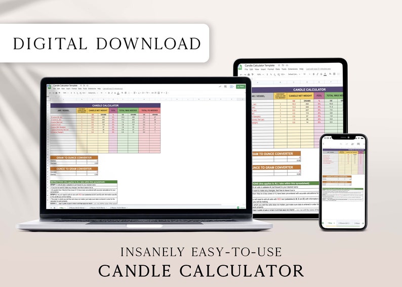Candle Calculator Custom Candle Making Spreadsheet Template for Candle