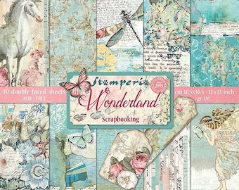 Stamperia Wonderland Scrapbook Paper Pad – 12x12 Acid-Free Pages