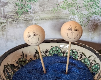 Spun Cotton Doll Heads with Painted Faces - German Craft Supply (Set of 4)