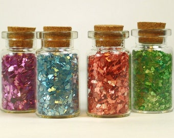 Set med 4 flaskor - Blågrön lila snäckskal Super Shards