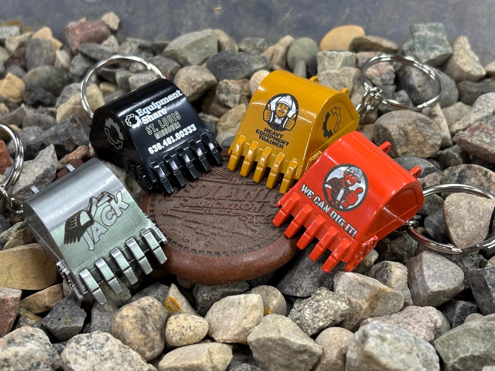 Digger Key Chain Engraved Excavator Bucket Keychain, NEW FINISH Options-construction ...