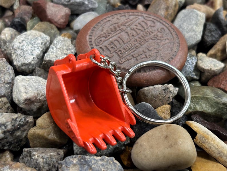 Digger Key Chain Engraved Excavator Bucket Keychain, 4 Color Options-construction ...