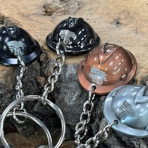 Engraved Hard Hat Keychain 4 color options, Oilfield, Construction, Safety, road construction, mining