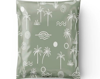 14.5" x 19 Summer Poly Mailers, Palm Bag, Beach Design, Sage Shipping Supplies, Cute Mailer, Tropical Packaging Design
