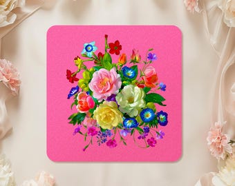 Personalized Wedding Favor Gift for Guest - Coaster - Rose Bouquet