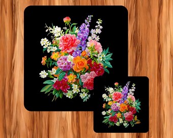 Handmade Floral Mousepad, Flower Mousepads, Desk Mousepads, Colorful Bouquet, Elegant and Uplifts Any Space .
