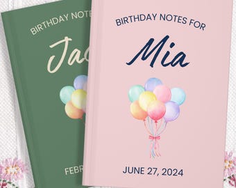 Birthday Keepsake Journal Personalized Birthday Memory Book New Baby Shower Gift for New Mom Custom Notebook Parent of Toddler Kids Letters