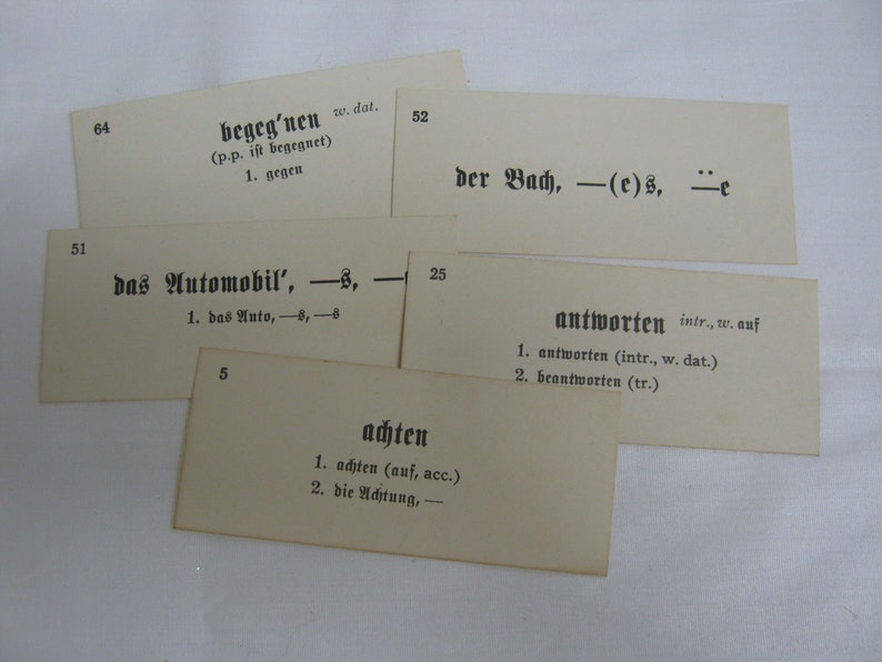Vintage German Vocabulary Cards Junk Journal Supplies Mixed Etsy