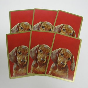 6 Vintage Playing Cards - Junk Journal Supply - Vintage Paper - Dachsund Playing Cards