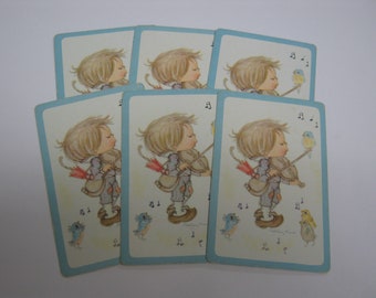 6 Vintage Playing Cards - Junk Journal Supply - Vintage Paper - Children Playing Cards