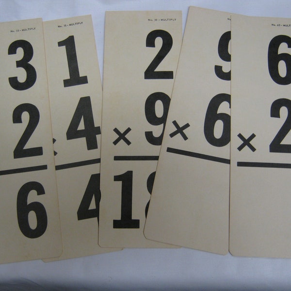 Vintage Multiplication Flash Cards, Junk Journal Supplies, Mixed Media, Collage, Paper Ephemera