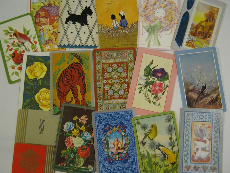 Vintage Playing Cards, Swap Cards, Craft Supply afbeelding 5