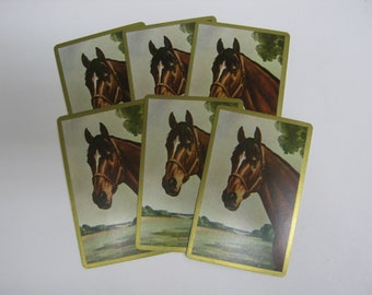 6 Vintage Playing Cards - Junk Journal Supply - Vintage Paper - Horse Playing Cards