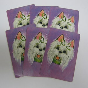 6 Vintage Playing Cards - Junk Journal Supply - Vintage Paper - Dog Playing Cards
