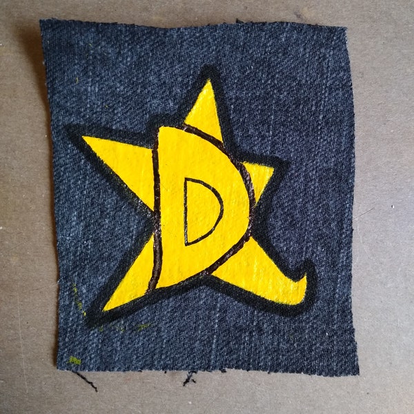 Space Dandy D Star Patch - hand painted flexible paint on upcycled denim - sew on patch - anime - otaku - cosplay - costume - cartoon -