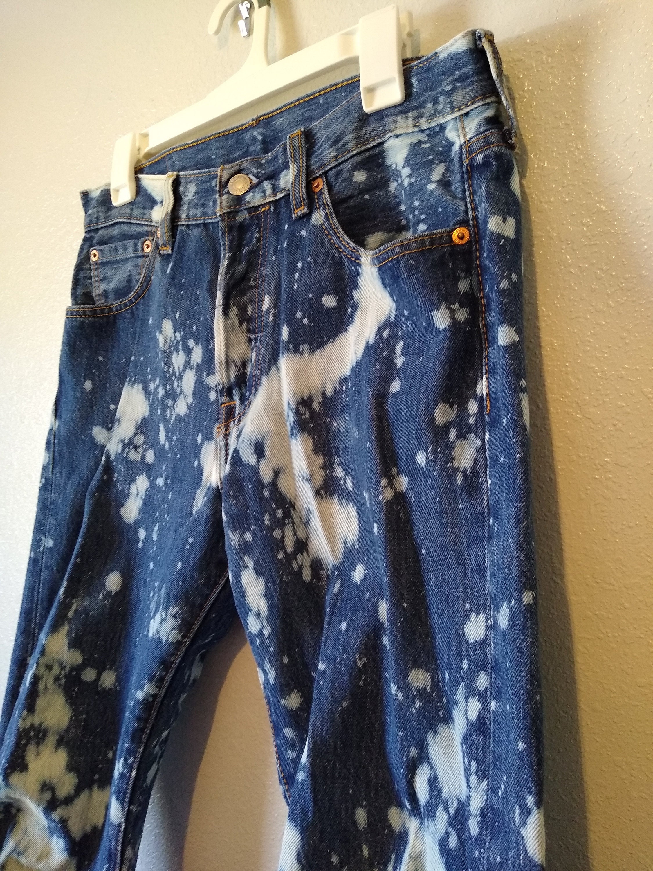Custom 'splattered' Bleach Jeans - Size 30 X 32 - Straight Fit