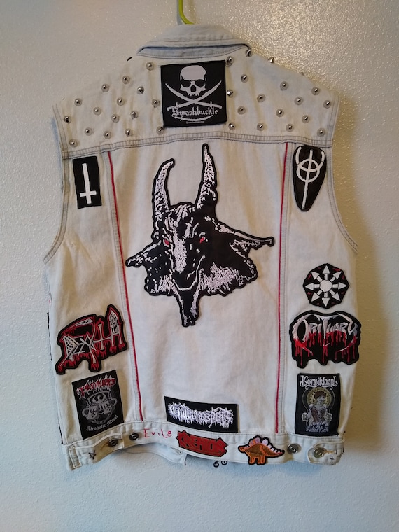 Black denim battle vest hot sale