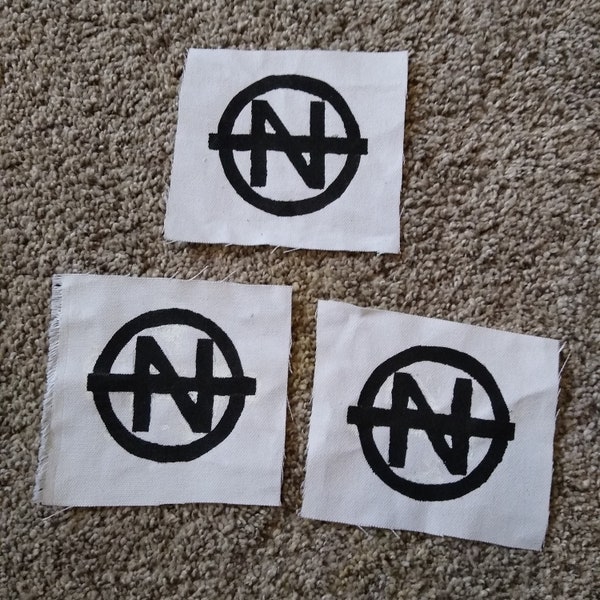 Hanatarash Noise Symbol Patch - hand painted flexible paint on canvas - sew on - handmade industrial, japanoise, harsh power electronics