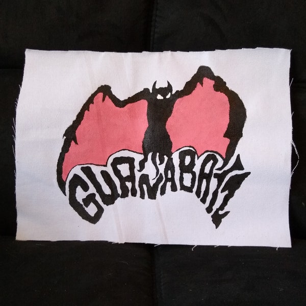 Handpainted GUANABATZ backpatch, flexible acrylic paint on canvas, for punk, psychobilly, rockabilly, goth rocker battle jackets and vests