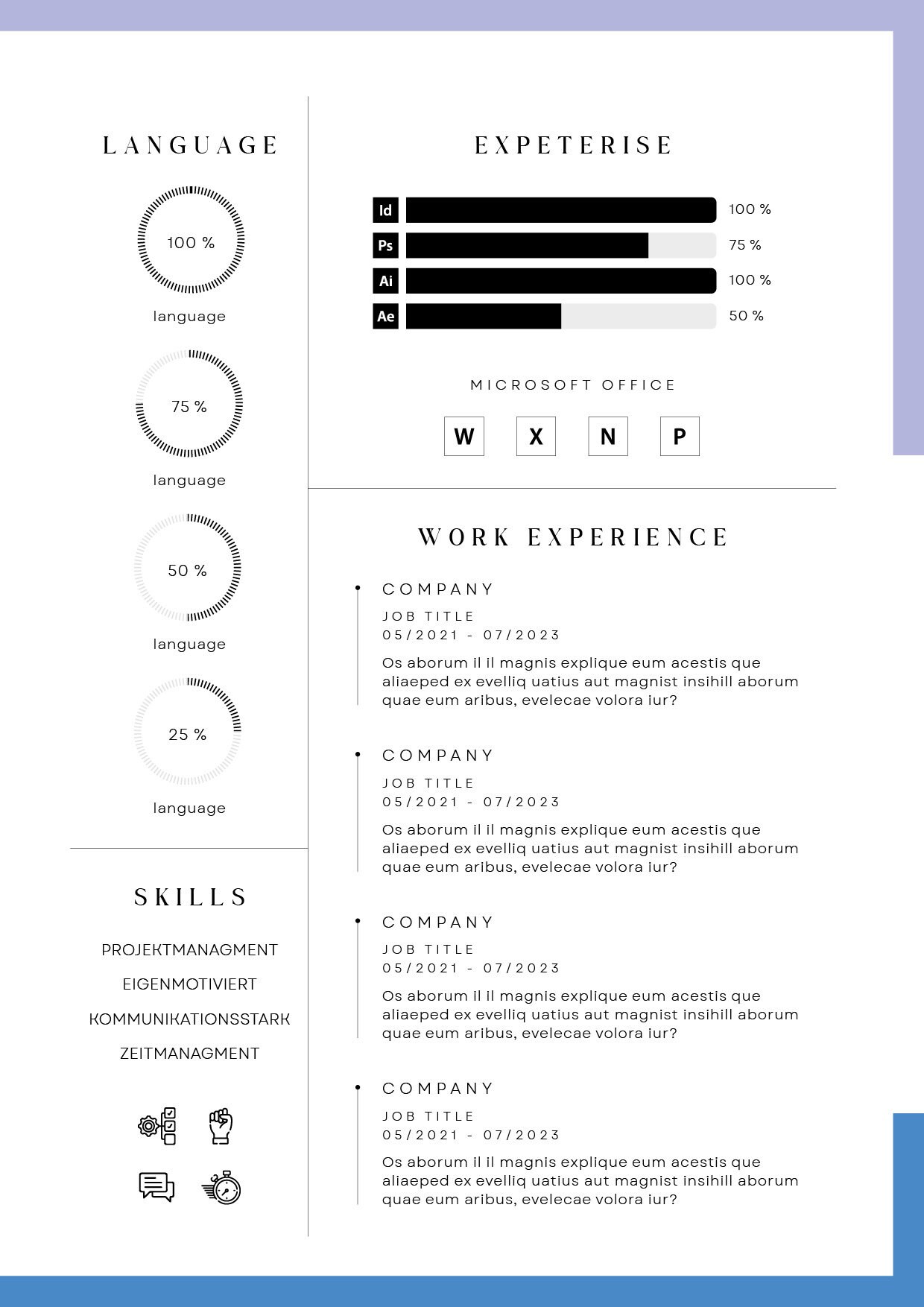 CV Template, Professional Template for Applications, Application ...
