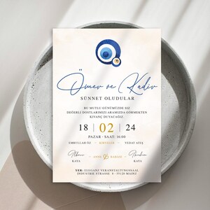 Carte solaire | isme özel soleil karti | invitation | coucher de soleil | numérique | Cérémonie de circoncision de Sünnet Dügün Davetiyesi | Carte d'invitation | Nazar