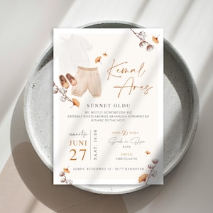 Carte solaire | isme özel soleil karti | Invitations | coucher de soleil | numérique | Cérémonie de circoncision de Sünnet Dügün Davetiyesi | Carte d'invitation | Nazar