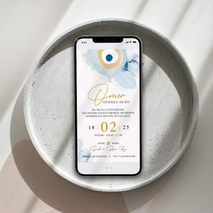 Sünnet Dügün Davetiyesi besnijdenisceremonie digitale uitnodigingskaart Nazar boze oog