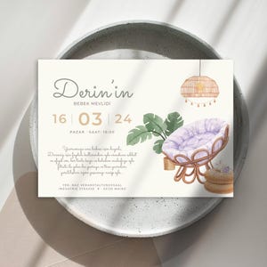 Bebek Mevlidi Davetiyesi | kisiye özel Mevlüt karti | invitation | digital | Einladungskarte | Bebek mevlidi | bebek mevlüt | sünnet | PDF