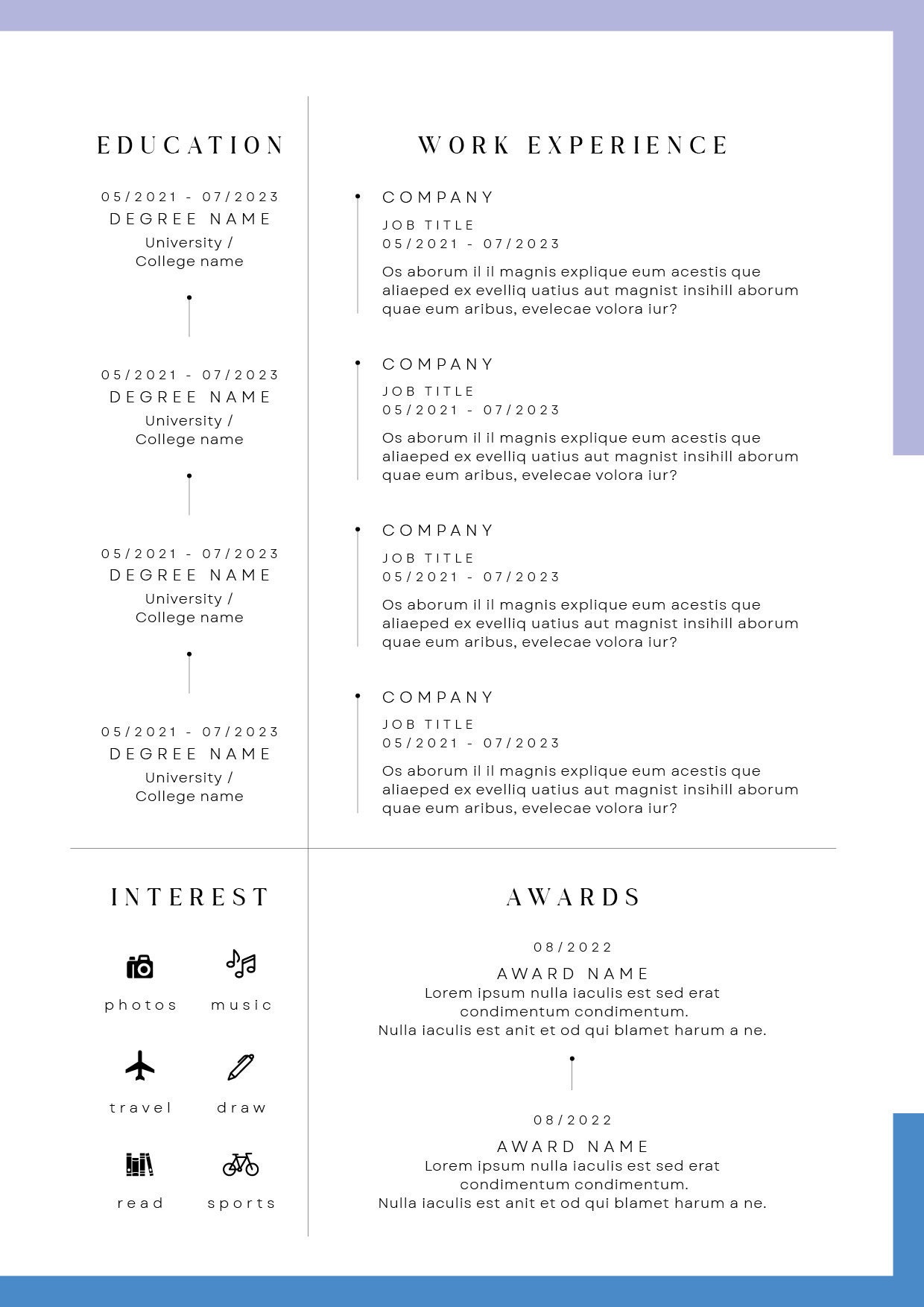CV Template, Professional Template for Applications, Application ...