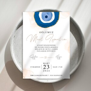Sünnet Dügün Davetiyesi Beschneidungsfeier Einladungskarte Nazar evil Eye