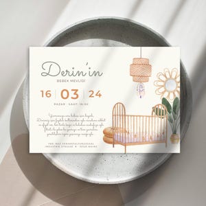 Bebek Mevlidi Davetiyesi | kisiye özel Mevlüt karti | invitation | digital | Einladungskarte | Bebek mevlidi | bebek mevlüt | sünnet | PDF